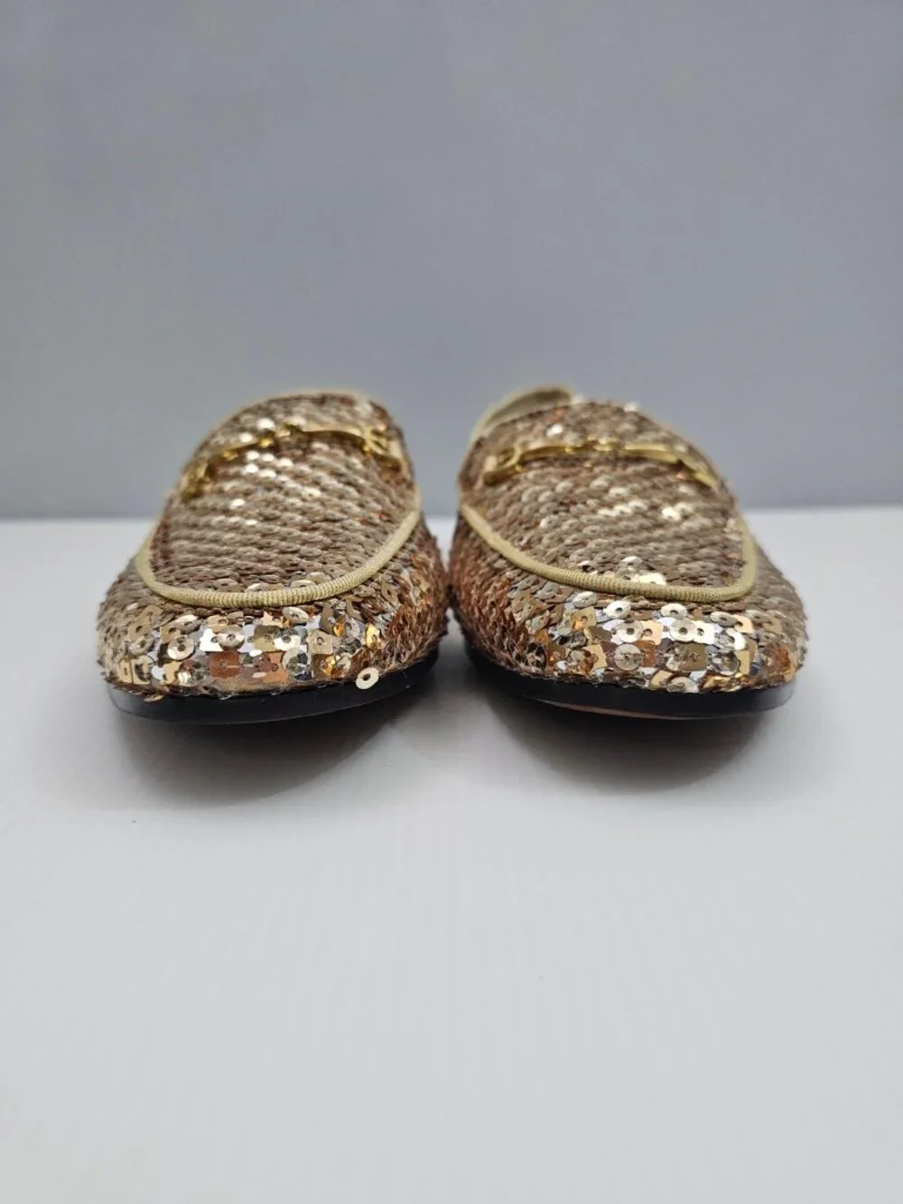 Sam Edelman Loraine Horsebit Loafer Womens 9.5 Gold Multi Sequin Slip On Flats